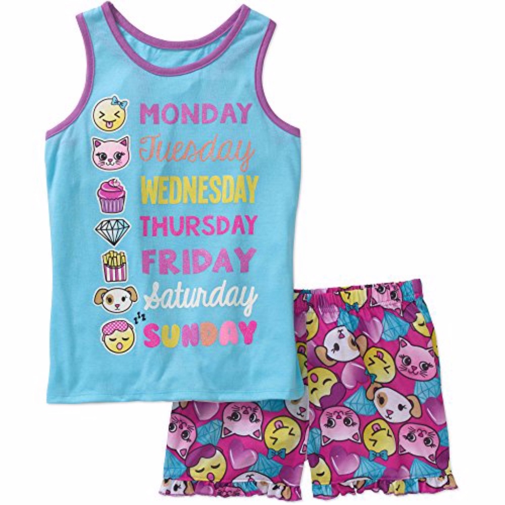Komar Kids' Emoji PJ Tank and Shorts set